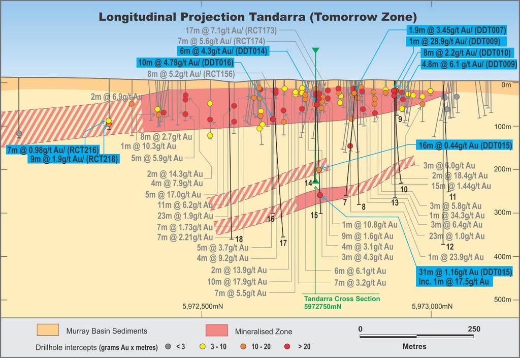 Figure 7 Longitudinal Projection of Tomorrow Zone showing location of Diamond and