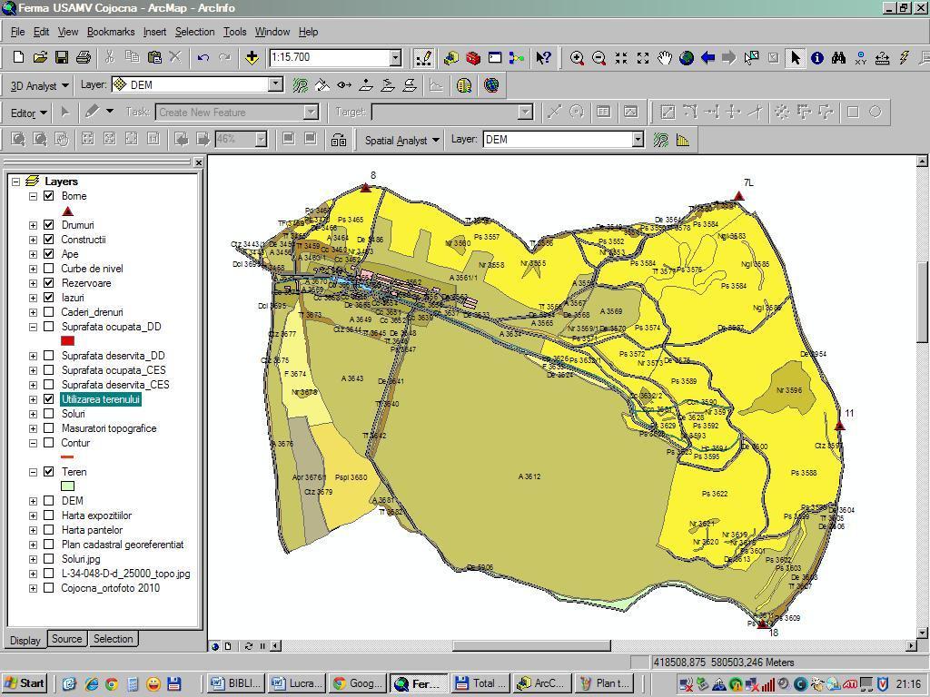The design of the GIS project database was executed respecting the specific features described in existing laws and regulations regarding the land reclamations cadastre, as well as other features