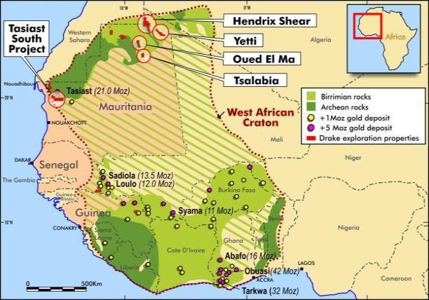 18 Mauritania: large gold landholding All 100% Drake Significant holding of >11,000km 2 in granted permits &