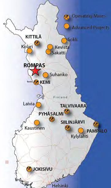 Rompas - Rajapalot First drilled 2012 Two project areas within 100km 2, two different styles Rajapalot disseminated PRAJ0009: 19.5 m @ 7.
