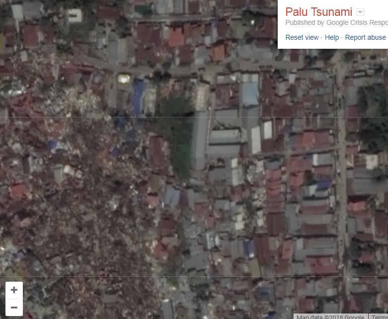 Detailed situation at the toe of landslide in West Palu 西パルでの地すべり先端部での詳細な状況 Landslide flow