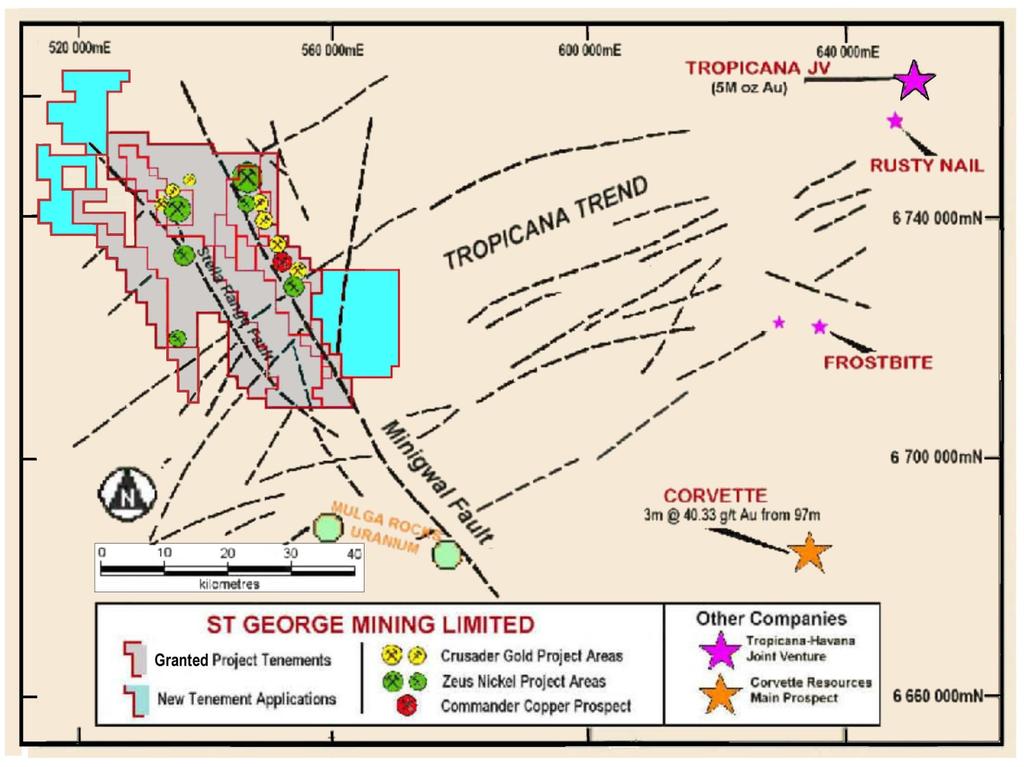 Figure 2 Regional Structures at the East Laverton Property. The Company s tenements in this region host the Crusader Gold Project, the Zeus Nickel Project and the Empire Copper Project.
