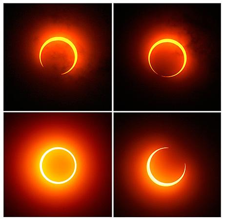 These are photos of an annular eclipse on Monday, 26