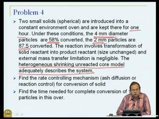 (Refer Slide Time: 49:56) Let us look at this problem, based on gas-solid catalytic reaction. What does it say?
