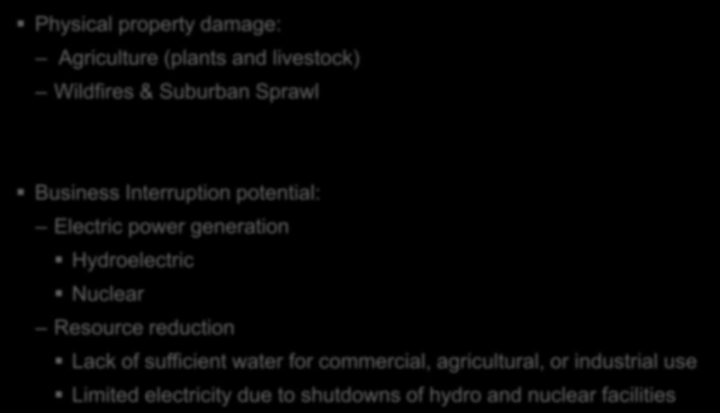 Business Interruption potential: Electric power generation