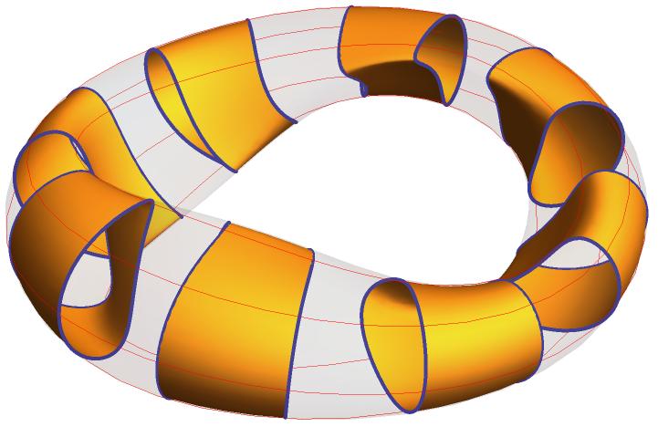 Figure 2: Visualization of boundary surface shape up to first order, assuming circular zerothorder shape (same case as Fig. 1). Here N = 2 and ɛ = 2.