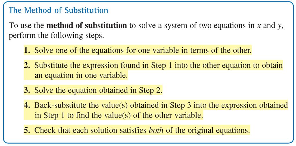 The Methods of Substitution and Graphing In this section, we will study two