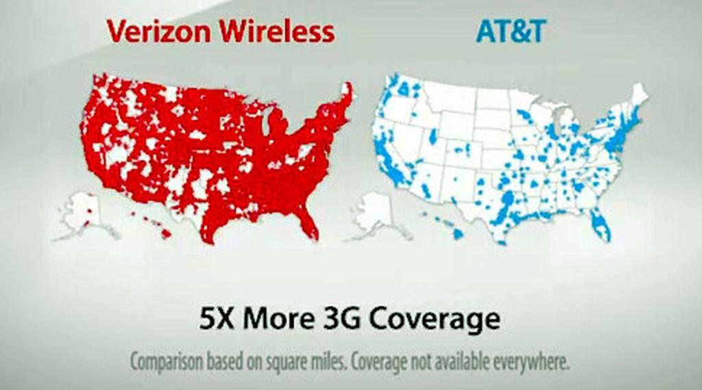 Using Maps to Compare Service: Classic 2009 Verizon vs AT&T