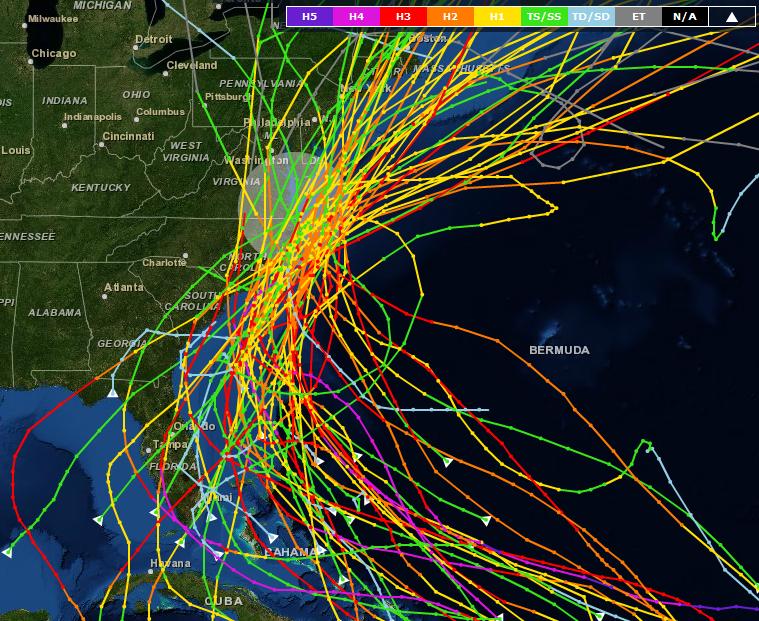 Hurricanes 1899-2016 (passing