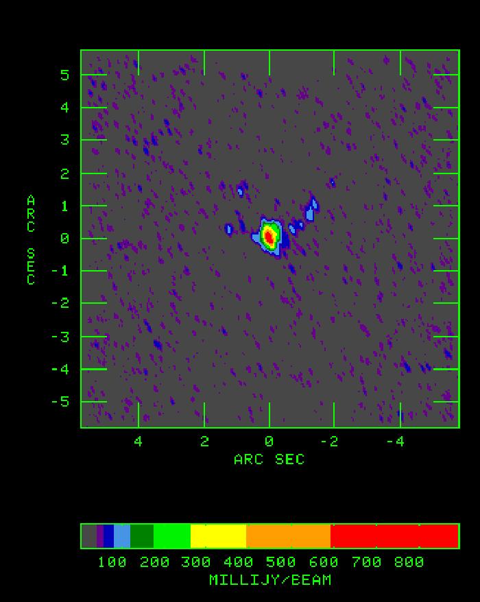 Including this emission and the very faint maser spots observed east, the total extent of the emission is still less than 4 arcsec and gives a dramatically different picture than that of the 1667 MHz
