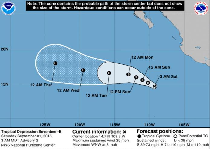 Tropical Outlook Eastern Pacific Tropical Depression Seventeen-E (Advisory #2 as of 5:00 a.m.