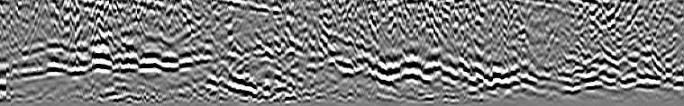 Figure.2: (A) Example of Single Fold 250 MHz processed surface GPR section; (B) Stack section of the same profile shown in (A).