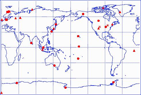 Ground-Based Radar Locations for TIMED-CEDAR