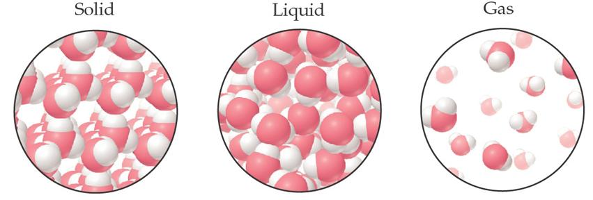 STATES OF MATTER Matter exists in one of three physical states: solid, liquid, gas gas: Volume is variable, particles are widely spaced, Takes the shape of the container because particles are in