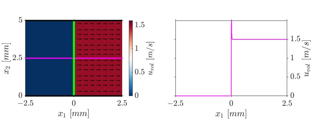 5.2 The Desingularized-Source Figure 5.3: Plot of the velocity field in a duct geometry (a), which is induced by the potential sources ( ). The sources are located on the vertical line at x = 0.