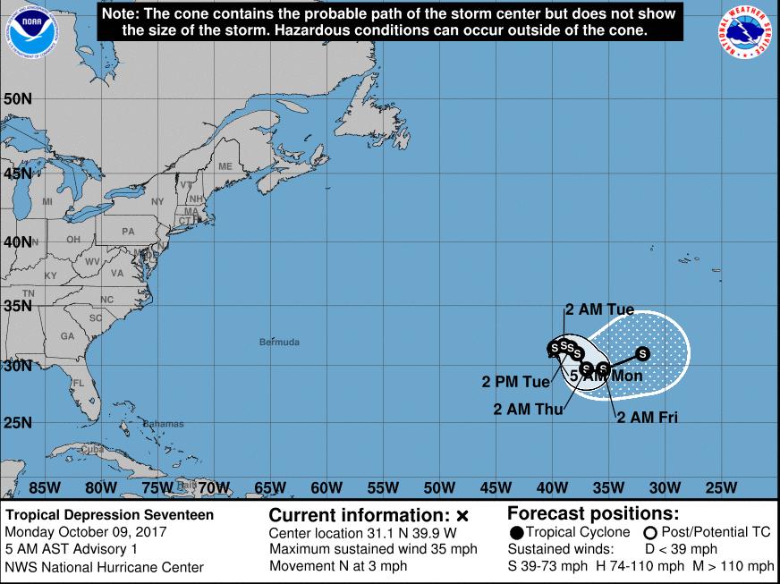 Tropical Outlook Atlantic Tropical Depression Seventeen (Advisory #1 as of 5:00 a.m.