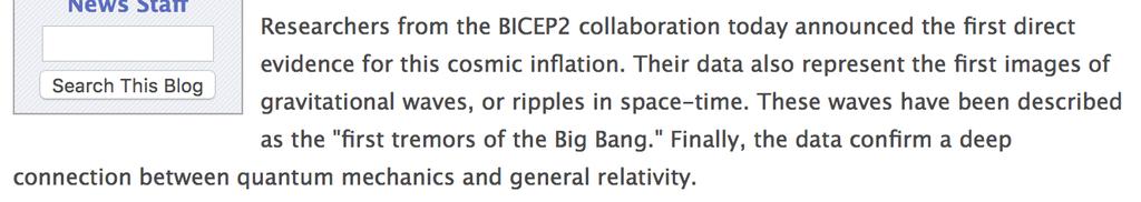 BICEP and losing the Nobel Prize Figure: BICEP article (Science 2.0).