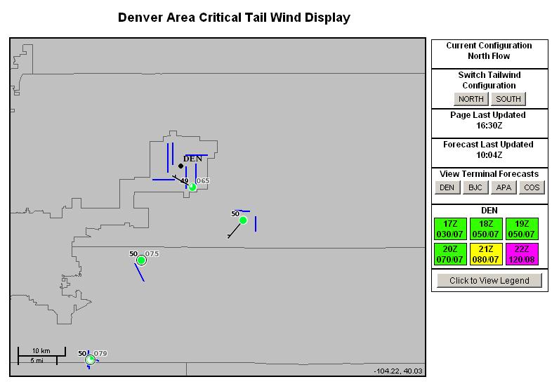 Figure 1 A screenshot of the convective tactical decision aid showing convection in the ZDV area of operations.