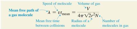 Collisions between molecules The average distance traveled between collisions is called the mean free path.