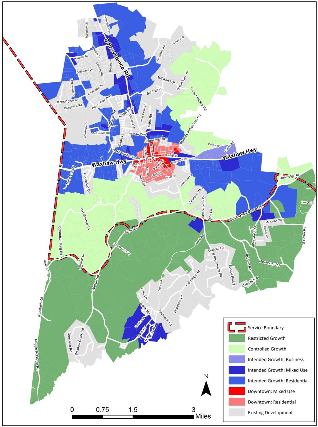 Figure 3-1 Town of Waxhaw Growth Sectors (Source: Waxhaw