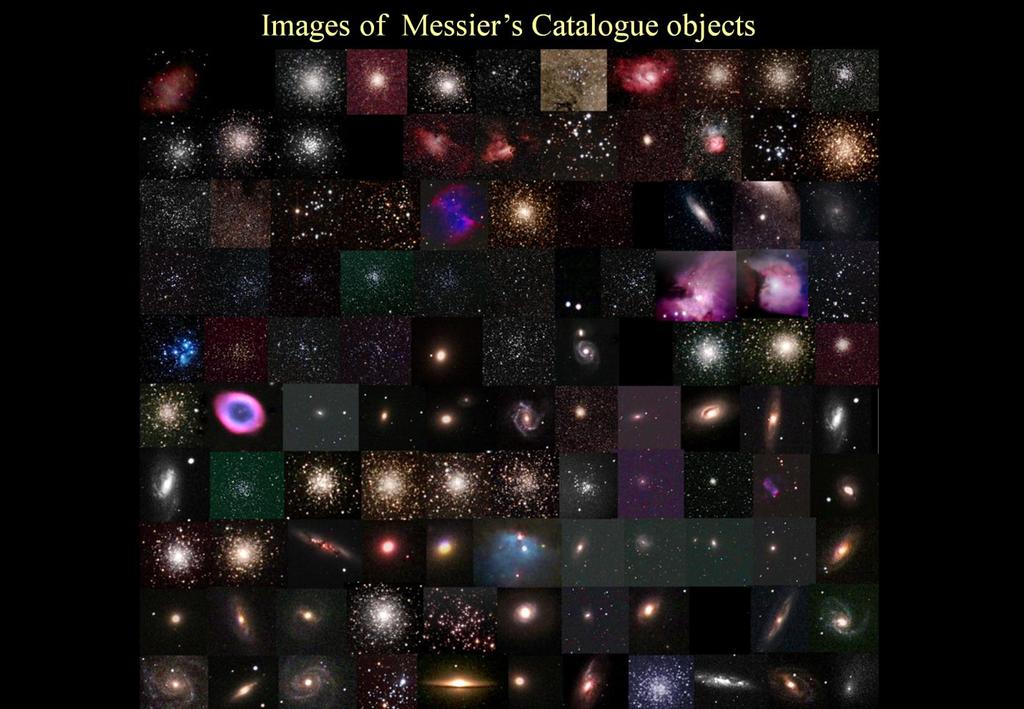 The chart above shows images of the Messier Deep Sky