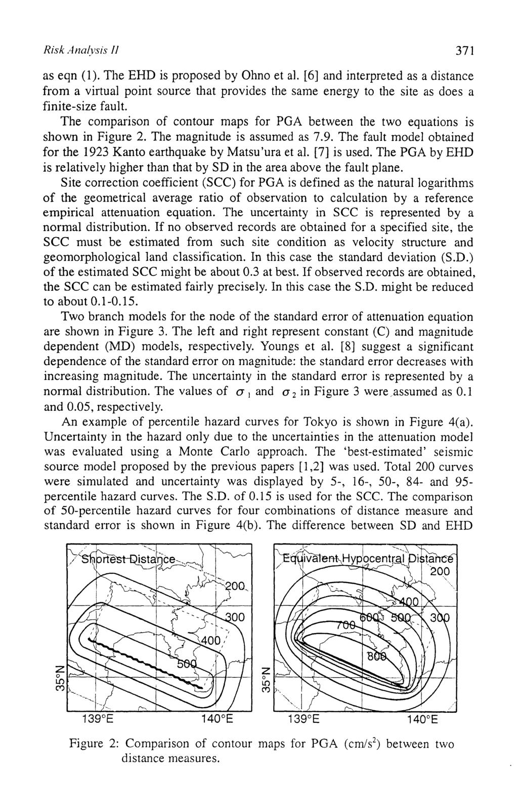 Risk Analysis II 371 as eqn (1). The EHD is proposed by Ohno et al. [6] and interpreted as a distance from a virtual point source that provides the same energy to the site as does a finite-size fault.