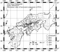The spatial distributions of two components of each earthquake were shown in Figures 3-2~3-6.