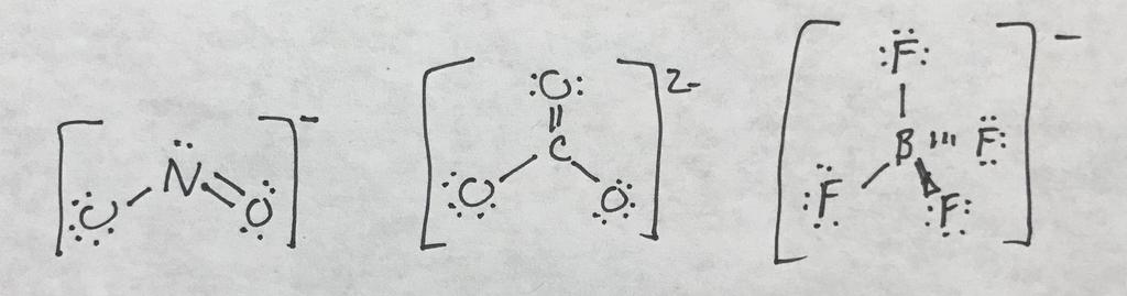 Problem 5. The underlined centrl tom for two of the nions below use identicl hybrid orbitls to form bonds with the nion s other toms; the remining nion uses different set of hybrid orbitls.