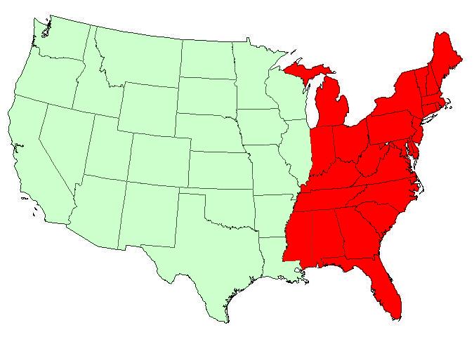 of the Mississippi To 2007: 5 additional states (courtesy of