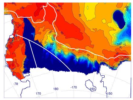 Ross Sea regional model sea ice area with different wind forcings ECHAM5