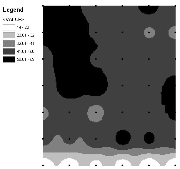 Spatial pattern of within field distribution soybean plant height in Gilbert C grids