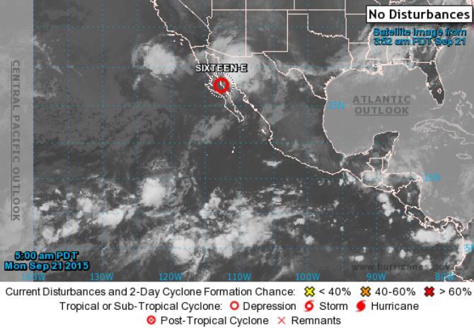 2 Day Tropical Outlook Eastern Pacific Tropical Depression 16E: (Advisory #3 as of 5:00 a.m.
