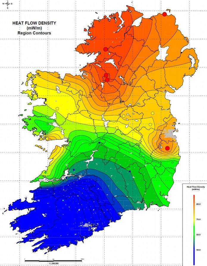 of Ireland start to look more geothermally viable.
