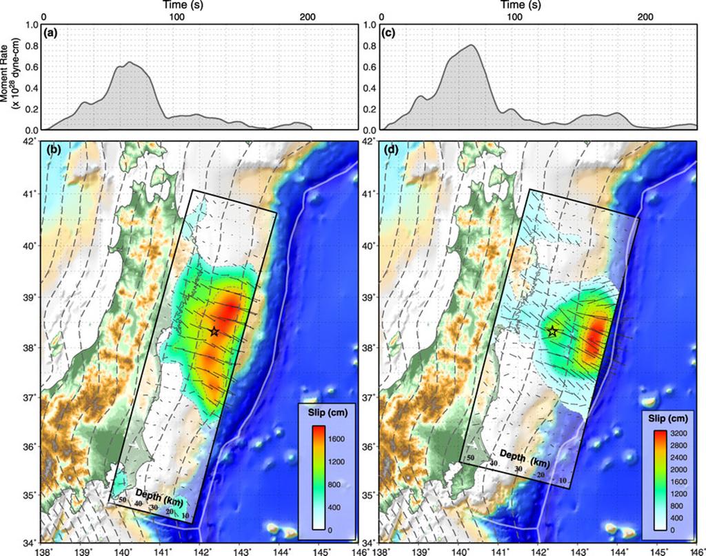G. P. HAYES: 2011 OFF THE PACIFIC COAST OF TOHOKU EARTHQUAKE 531 Fig. 2. Maps of the initial (a, b) and updated (c, d) USGS NEIC ﬁnite fault slip distributions of the Tohoku Earthquake.