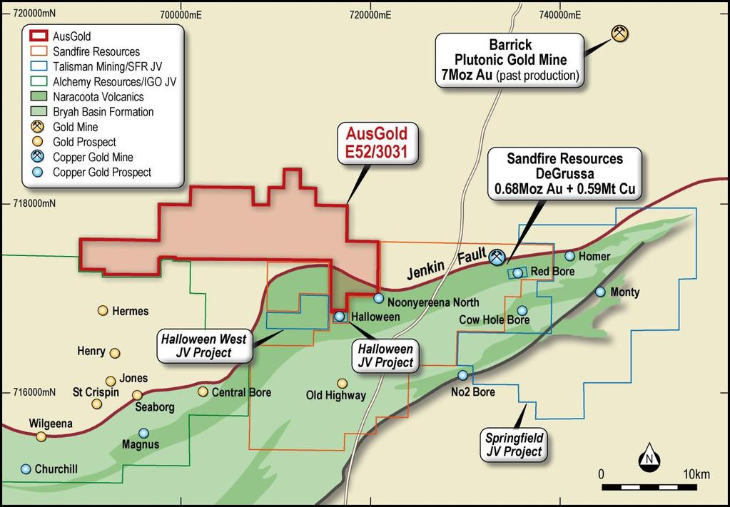 Doolgunna Station Adjacent to Sandfire Resources DeGrussa copper-gold project Hot area for similar DeGrussa VMS style copper-gold mineralisation Project covers >5km
