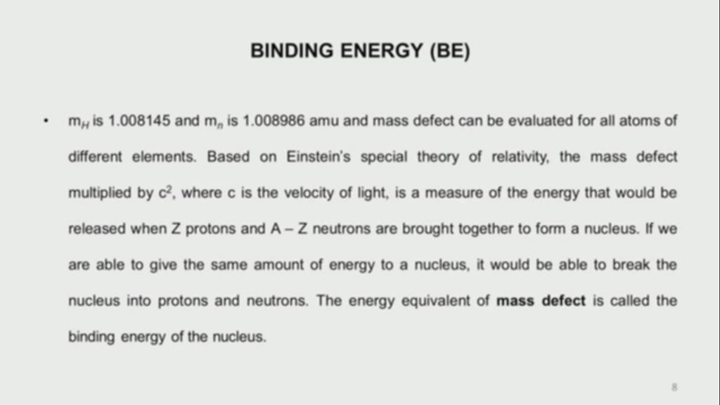So here this mass defect converted to energy form is that energy that would be released when Z protons and A minus Z neutrons are brought together to form your nucleus.