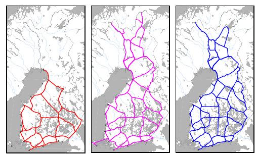 Example: three precise levellings in Finland and national