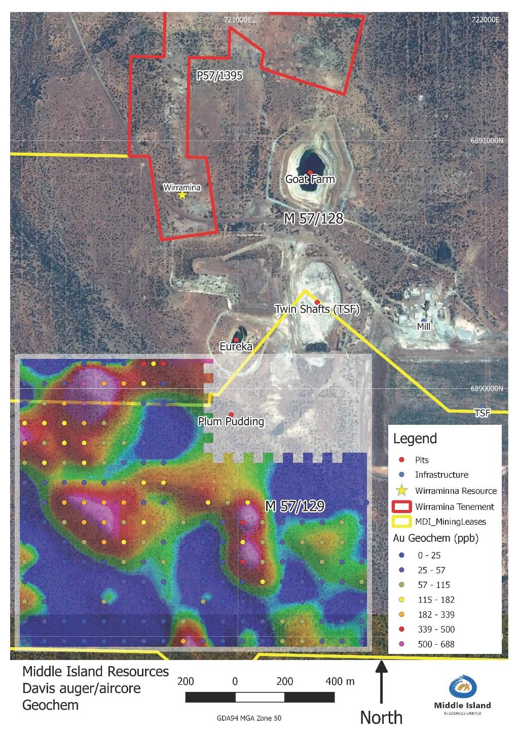 ASX Release 12 September 2017 A combined auger (shallow) and aircore (deeper) geochemical drilling programme was completed over the Davis target in order to penetrate the sheetwash cover to sample