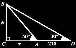 section T4 429 Figure 2 Let s draw the diagram to model the situation and adopt the notation as in Figure 2. We look for height hh, which is a part of the two right triangles AAAAAA and DDDDDD.