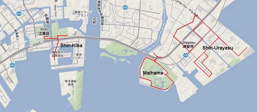 Investigated liquefaction locations in Tokyo Bay Area 1) Shin-Kiba (extensive liquefaction) 2) Shin-Urayasu
