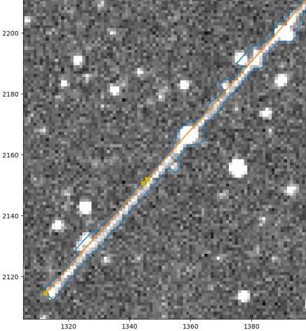 Figure 11 This is the streak interfered by star spot For now, the general survey is still in optimization, especially the semi-realtime follow-up guidance system.
