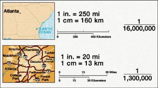 Map Scale Scale Relationship between the portion of Earth being studied & Earth as a whole