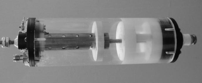 Fig. 5. Vacuum cell as a Grey tube with a vacuum fitting, according to patent application of Edvin Grey Fig 6. Vacuum cell with grid electrodes for study of glow discharge. Fig 7.