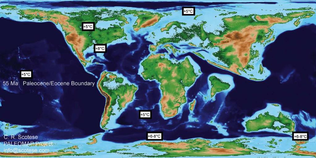 The PETM: the setting The configuration of the continents and oceans was somewhat