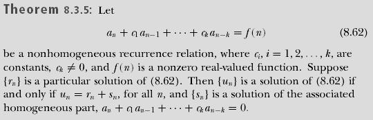 Linear Nonhomogenous Recurrence Relations