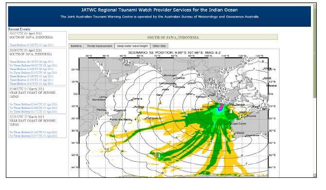 3 Regional Tsunami Threat Information for Indian Ocean An enhanced system of three Tsunami Service Providers (TSPs - operated by Australia, India and Indonesia) officially replaced the Interim