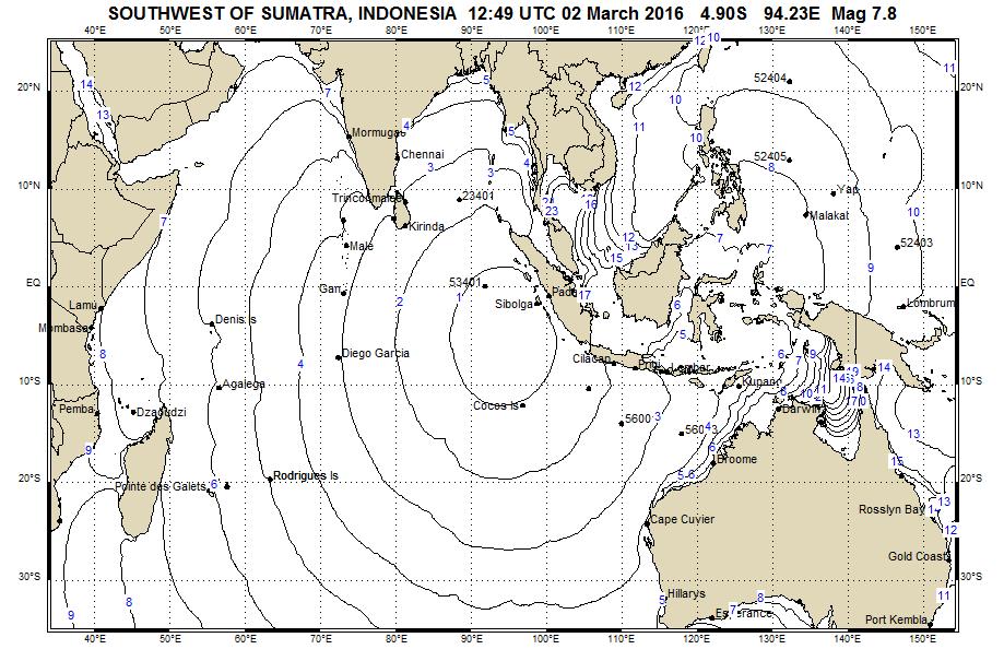 X Figure 5: TSP-Australia estimated travel time map for small tsunami
