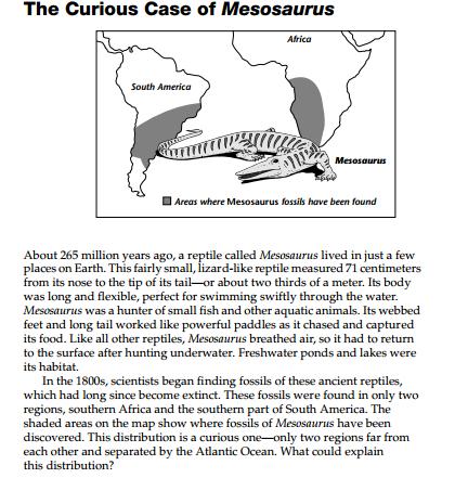 BEAST MODE! Read and ANNOTATE the given information before you solve the problem. 1. Describe the kind of environment in which Mesosaurus lived. 2.