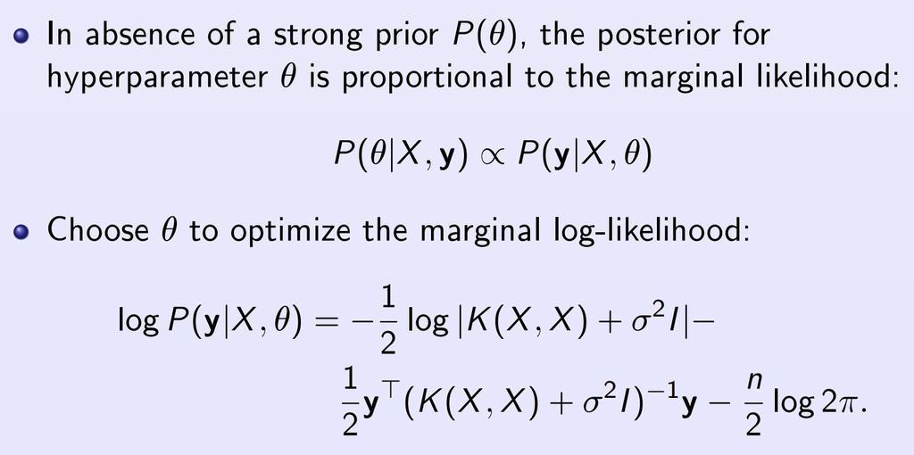Optimizing Marginal Likelihood Note: