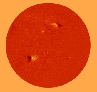 The difference in contrast on the images of the Sun correlates to different line-of-sight velocities of regions at that point.